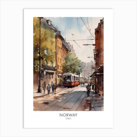 Oslo, Norway 3 Watercolor Travel Poster Art Print