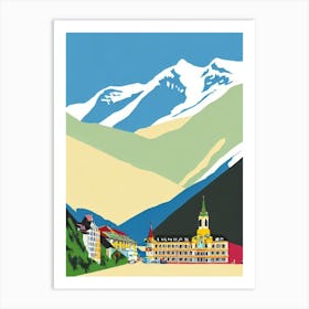 Bad Gastein, Austria Midcentury Vintage Skiing Poster Art Print
