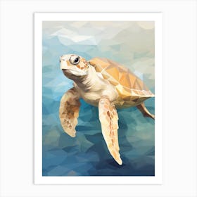 Geometric Blue Turtle Art Print