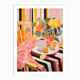 Flowers And Coffee Still Life Art Print