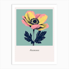 Anemone Square Flower Illustration Poster Art Print