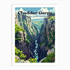 Cheddar Gorge England Nature Art Illustration Art Print