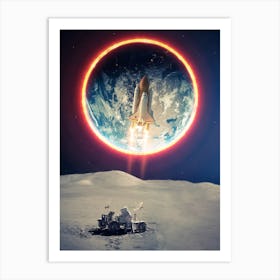 Rocket Launch Mission To Moon Art Print
