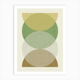 Circle Half-circle Abstract Shapes Green Brown Art Print