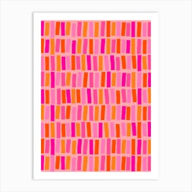 Pink And Orange Abstract Lines and Stripes Art Print