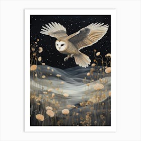 Barn Owl 2 Gold Detail Painting Art Print