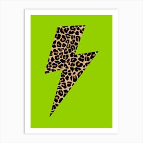 Lightning Bolt Leopard Print Green Póster