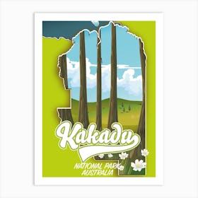 Kakadu National Park Australia Map Art Print