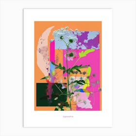 Gypsophila (Baby S Breath) 1 Neon Flower Collage Poster Art Print