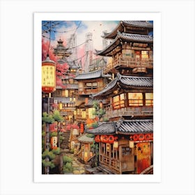 Japanese Cityscape Traditional 4 Art Print