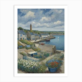 Village By The Sea Breezes and Boats Art Print