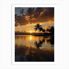 Sunset On A Tropical Island Art Print