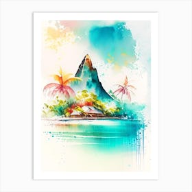 Bora Bora French Polynesia Watercolour Pastel Tropical Destination Art Print