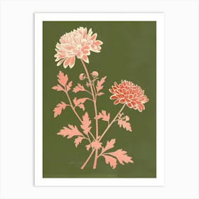 Pink & Green Chrysanthemum 2 Art Print
