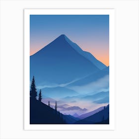 Misty Mountains Vertical Composition In Blue Tone 170 Art Print