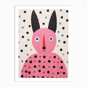 Pink Polka Dot Rabbit 3 Art Print