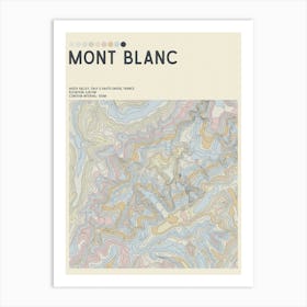 Mont Blanc Italy France Topographic Contour Map Art Print