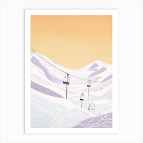 Les 3 Vallees   France, Ski Resort Pastel Colours Illustration 1 Art Print