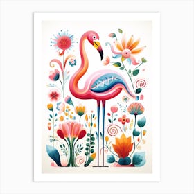 Scandinavian Bird Illustration Flamingo 2 Art Print