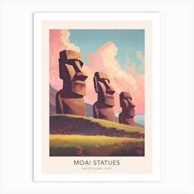 Moai Statues Easter Island Chile Travel Poster Art Print