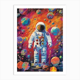 Playful Astronaut Colourful Illustration 1 Art Print