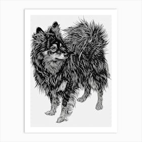 Finnish Lapphund Dog Line Sketch Art Print