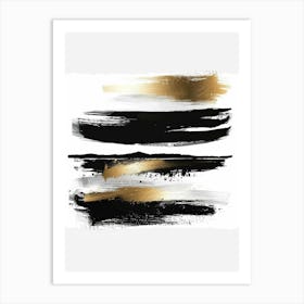 Gold And Black Brush Strokes 46 Art Print