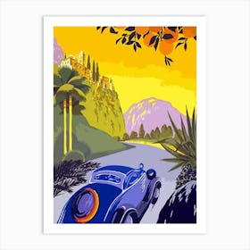 Greece By Car, Vintage Travel Poster Art Print