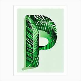 P, Letter, Alphabet Jungle Leaf 2 Art Print