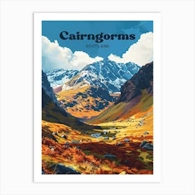 Cairngorms Scotland Mountain Travel Illustration Art Print