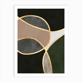 Organic shapes and golden lines 1 Art Print