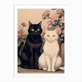 Black And White Cats 1 Art Print