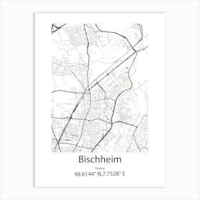 Bischheim,France Minimalist Map Art Print