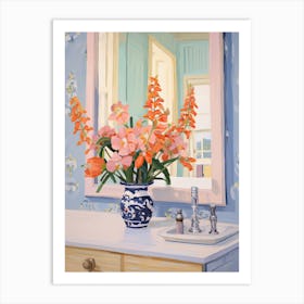 Bathroom Vanity Painting With A Snapdragon Bouquet 4 Art Print