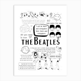 The Beatles Doodle Lyrics Art Print