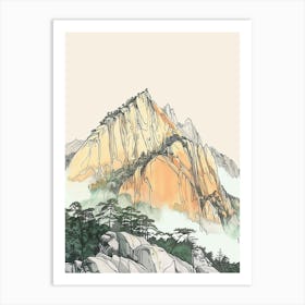 Mount Hua China Color Line Drawing (1) Art Print