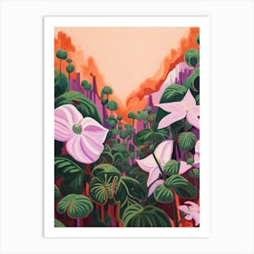 Boho Wildflower Painting Trillium 1 Art Print