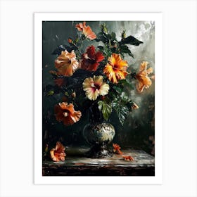 Baroque Floral Still Life Hibiscus 3 Art Print