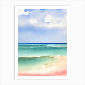 Pink Sands Beach 3, Bahamas Watercolour Art Print
