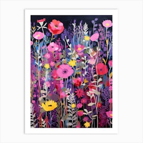 Wildflowers In Pink Screen Print Art Print