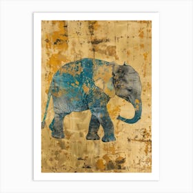 Baby Elephant Gold Effect Collage 4 Art Print
