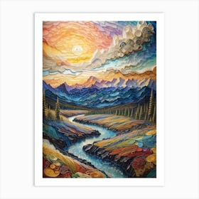 Sunset Over The Mountains Art Print