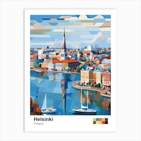 Helsinki, Finland, Geometric Illustration 4 Poster Art Print