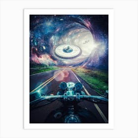 Alien Encounter On The Road Art Print