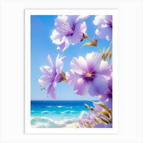 Purple Flowers On The Beach Art Print