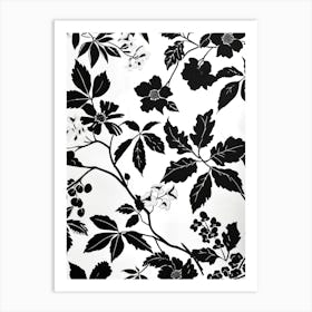 Great Japan Hokusai Monochrome Flowers 134 Art Print