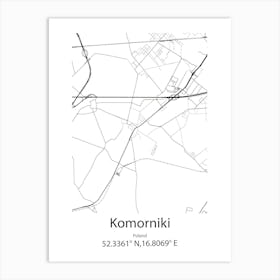 Komorniki,Poland Minimalist Map Art Print