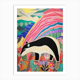 Maximalist Animal Painting Badger 7 Art Print