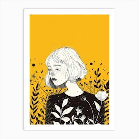 Girl With Flowers 16 Art Print