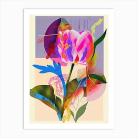 Tulip 3 Neon Flower Collage Art Print